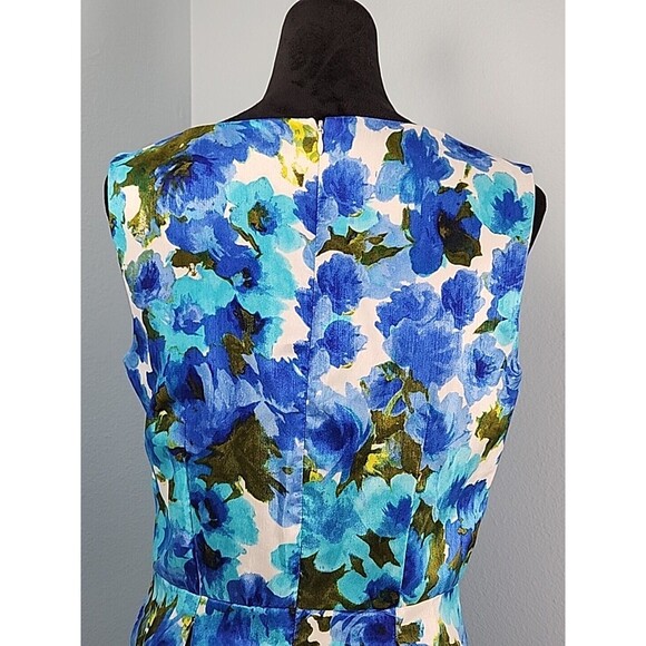 Karin Stevens A-line Dress Sleeveless Floral Rear Zip Size 10 Spring Garden - Picture 8 of 13